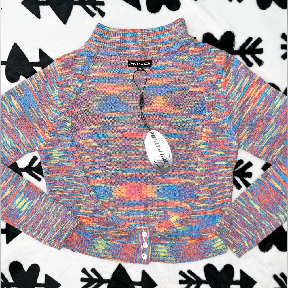 Poster girl cutout sweater/ cardigan